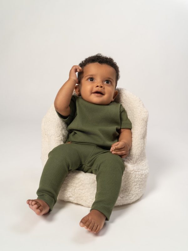 Conjunto Bebê Camiseta e Calça Canelada Verde